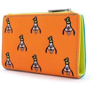 Women Loungefly x Disney Orange Goofy Embroidered Canvas Wallet One Size